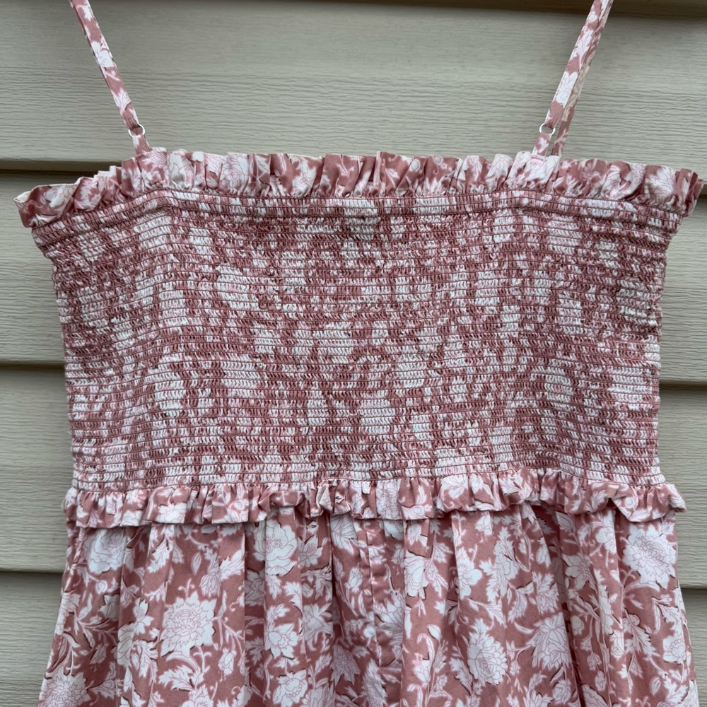 J Crew Smocked Cotton Poplin Dress Rose Vines Size S - Picture 7 of 11